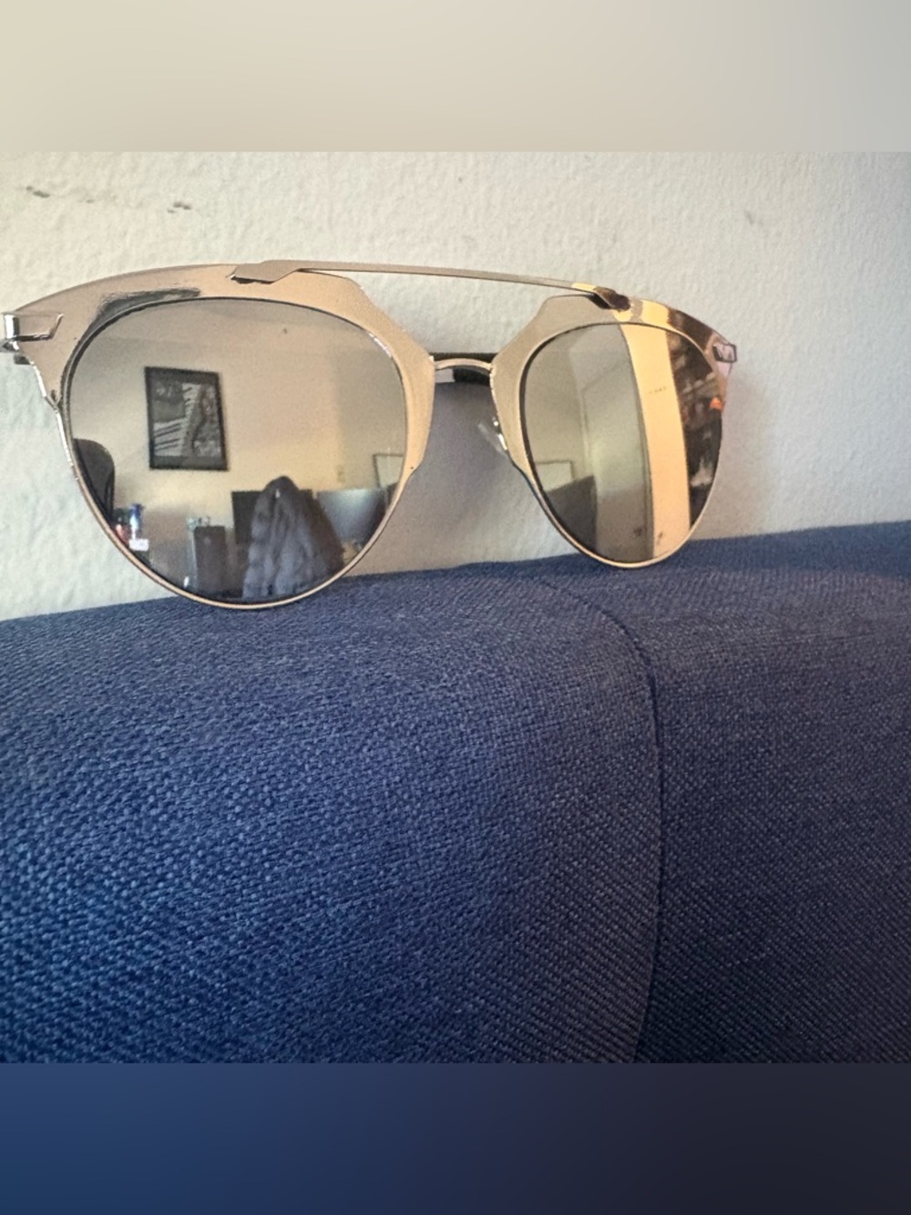 Mirrored Cat-Eye Metal Sunglasses - Gold Frame, Silver Lenses